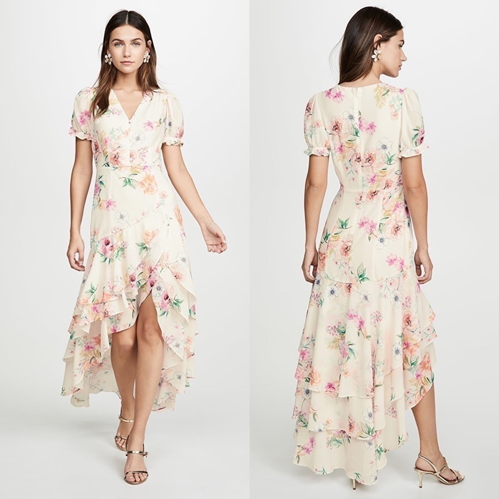 Yumi Kim Cream Floral High-Low Maxi Dress